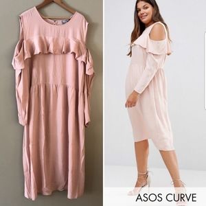ASOS Cold Shoulder Ruffled Midi Dress